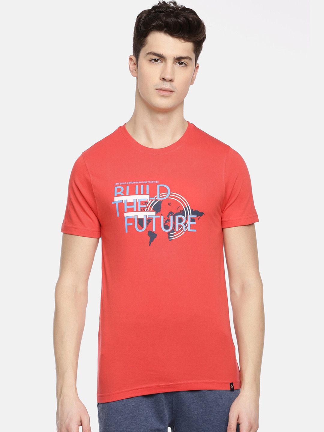 

Dollar Men Red & Grey Printed Round Neck T-shirt