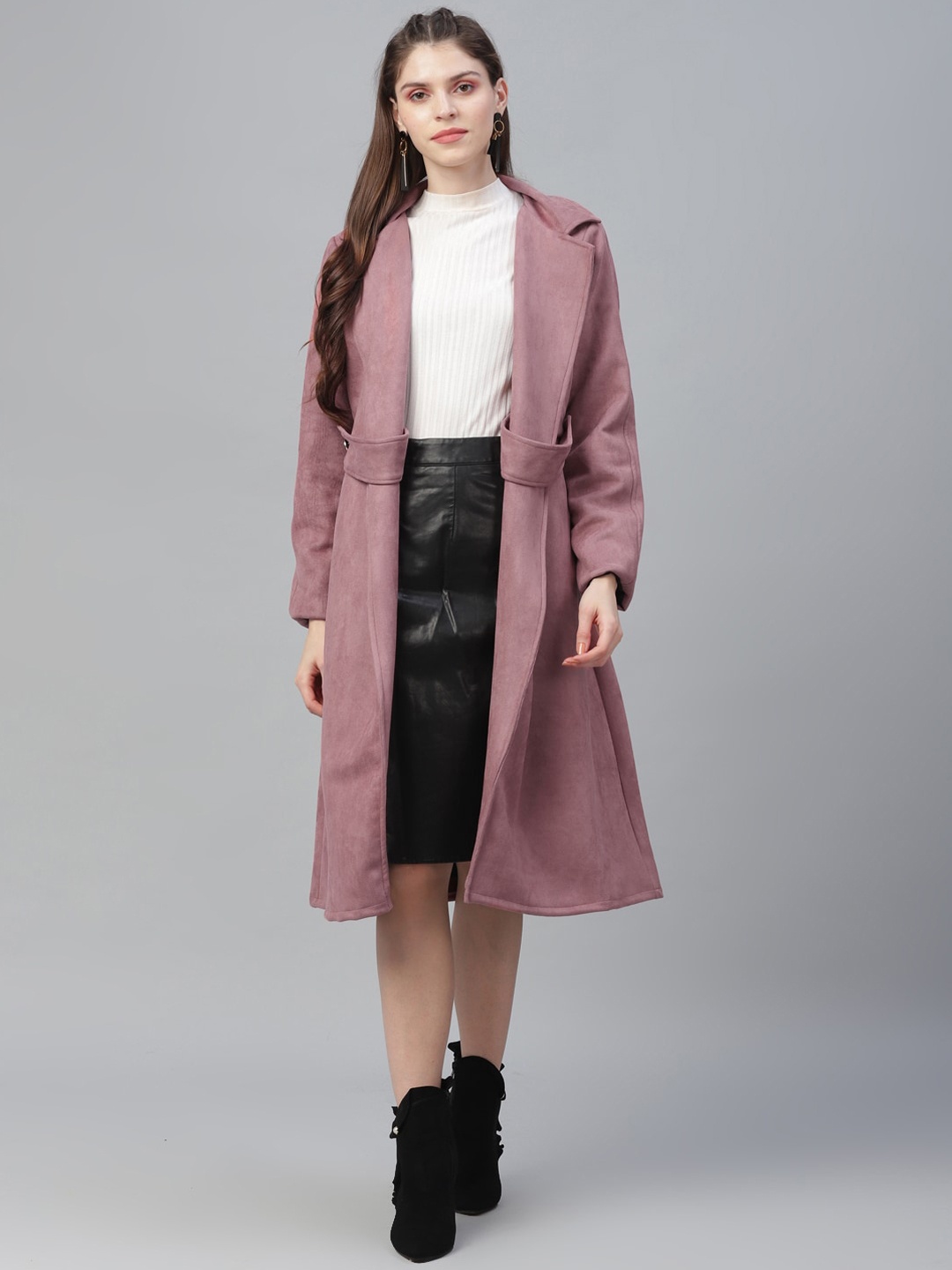 

Athena Women Mauve Solid Overcoat