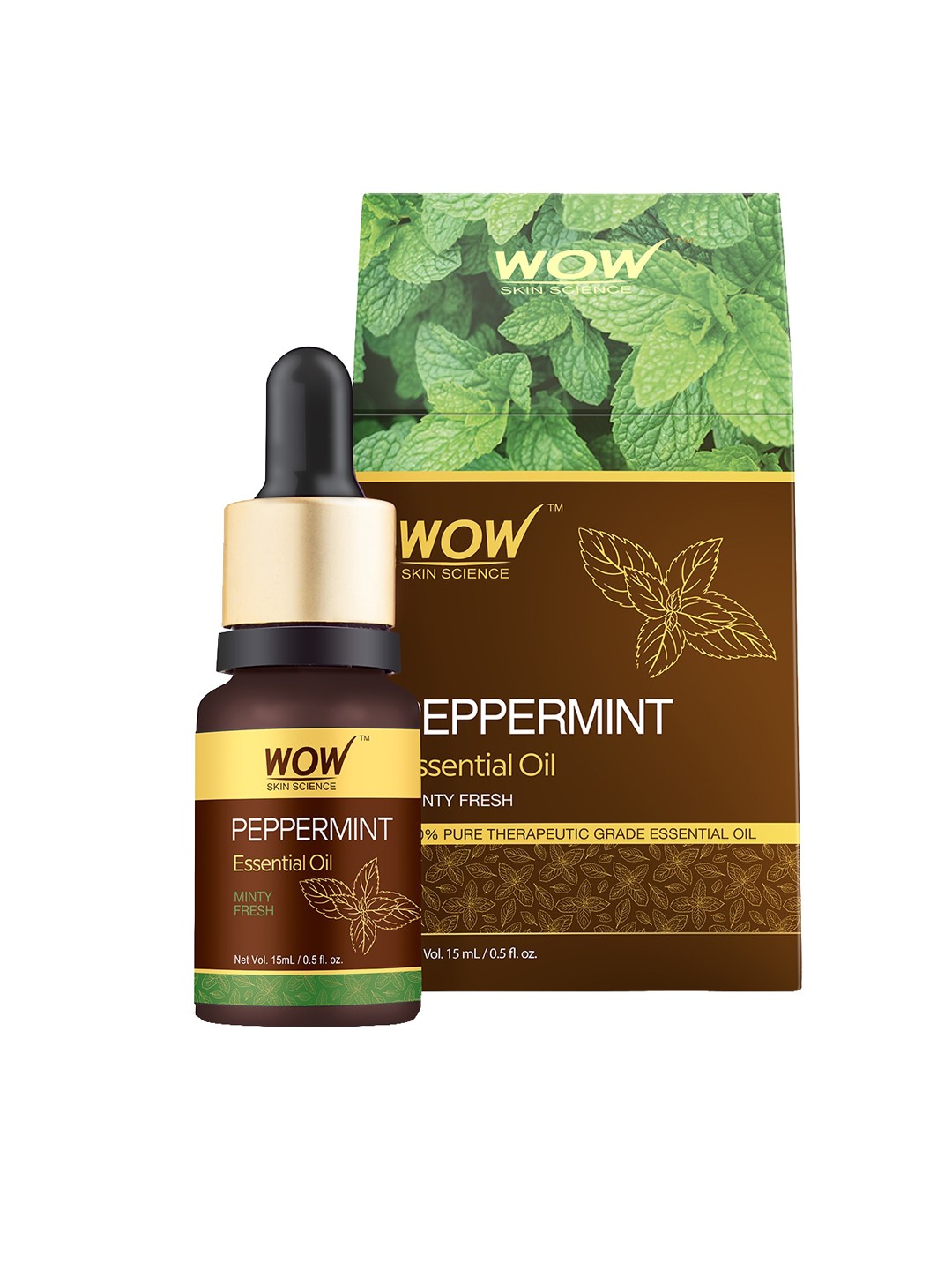 

WOW SKIN SCIENCE Unisex Peppermint Essential Oil 15 ml, Brown