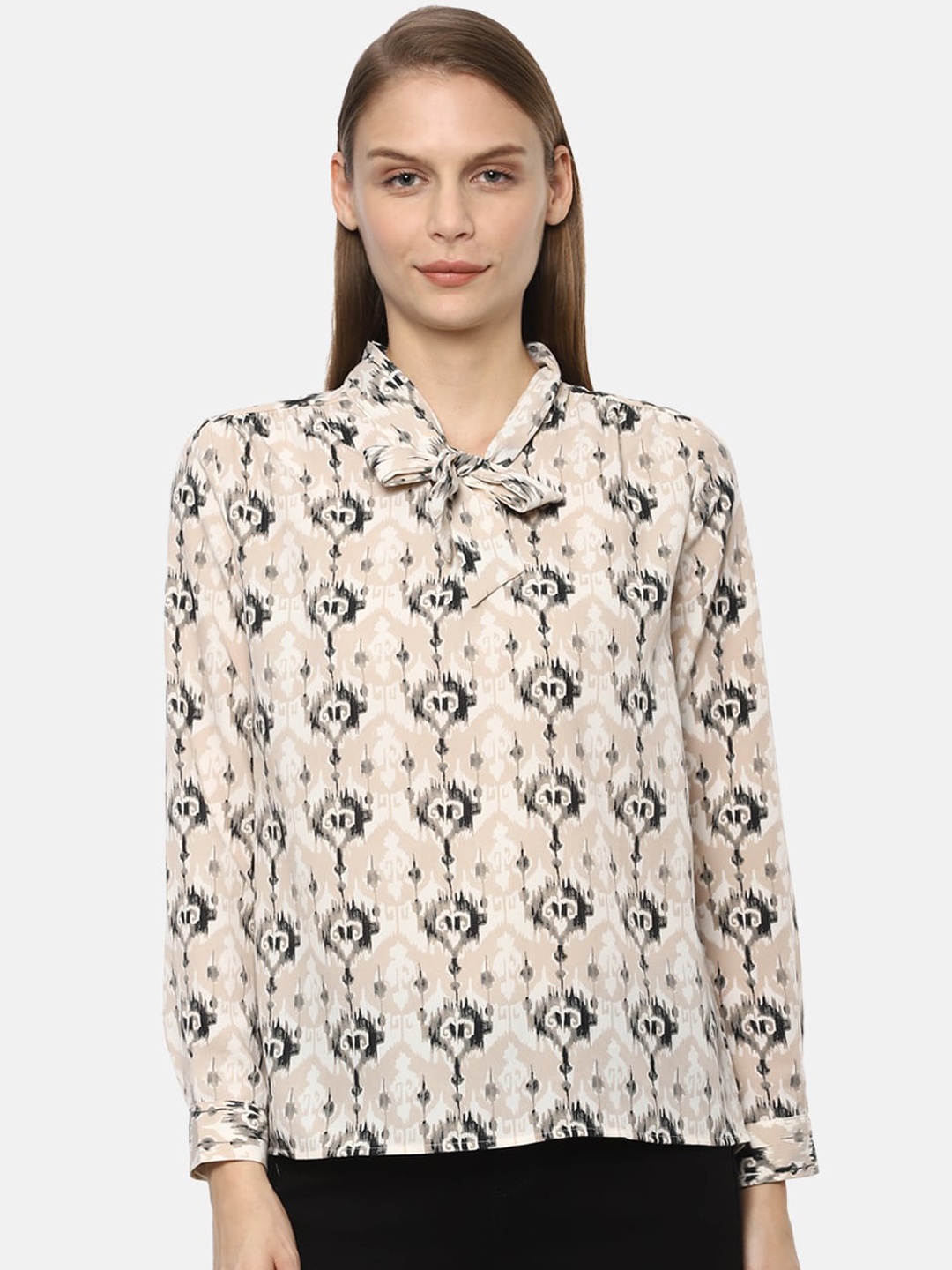 

Van Heusen Woman Beige Printed Shirt Style Top