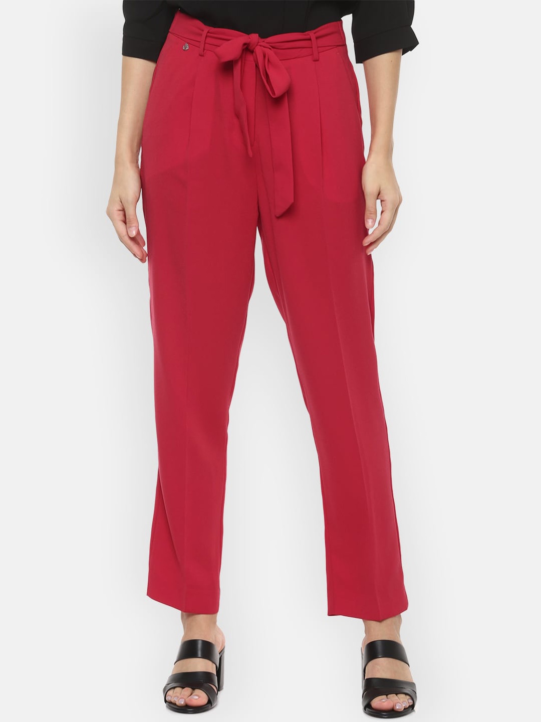 

Van Heusen Woman Women Red Regular Fit Solid Regular Trousers