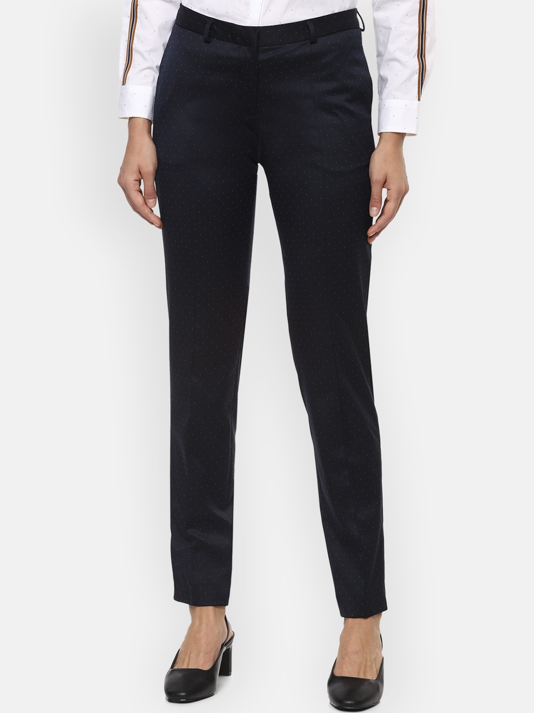 

Van Heusen Woman Women Navy Blue Regular Fit Solid Formal Trousers