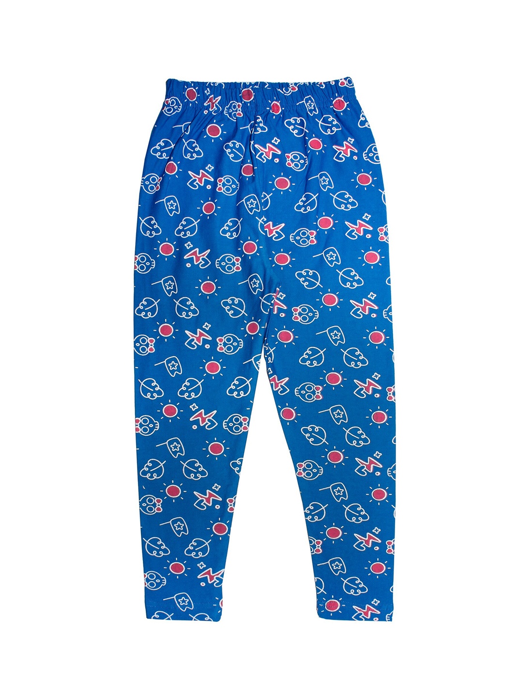 

KiddoPanti Girls Blue Printed Ankle-Length Leggings
