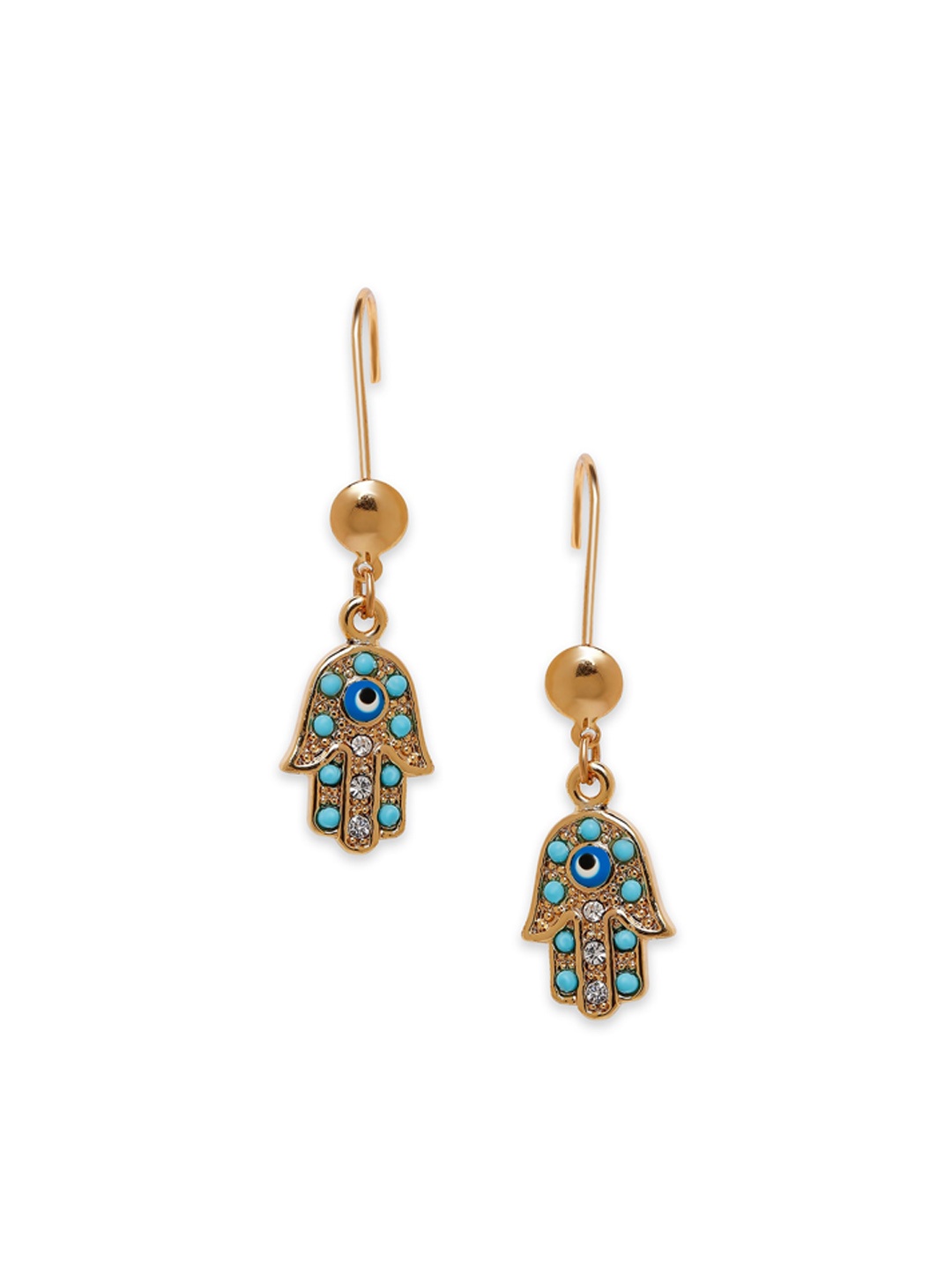 

Moon Dust Gold-Toned & Blue Quirky Drop Earrings