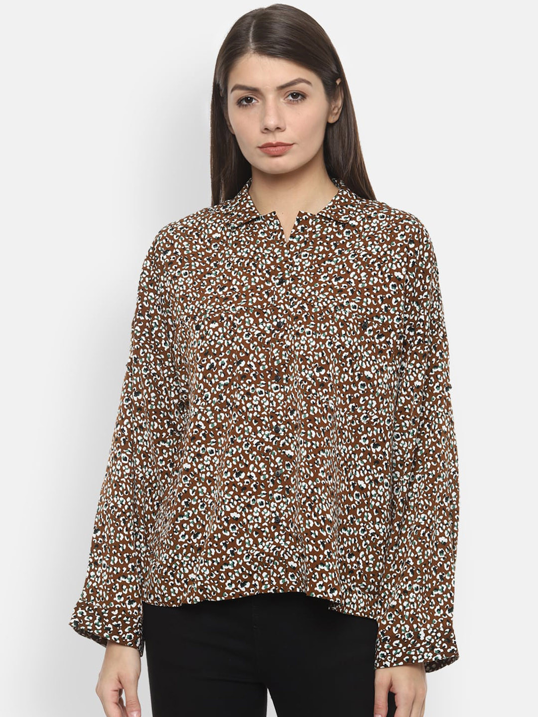 

Van Heusen Women Brown Printed Top
