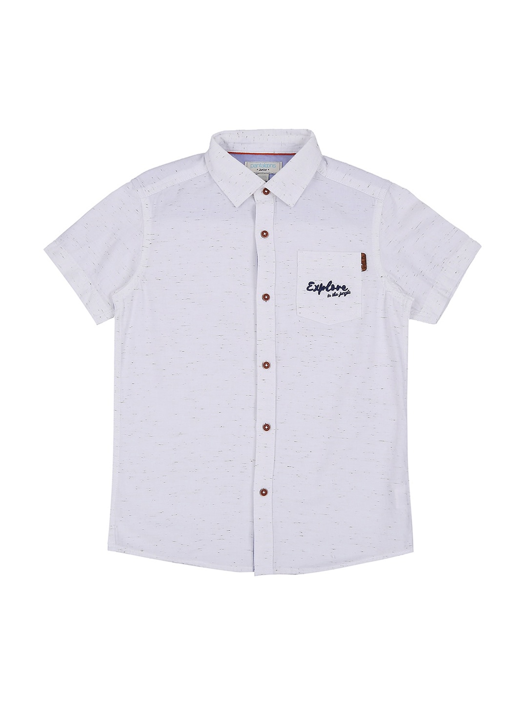 

Pantaloons Junior Boys White Regular Fit Printed Casual Shirt