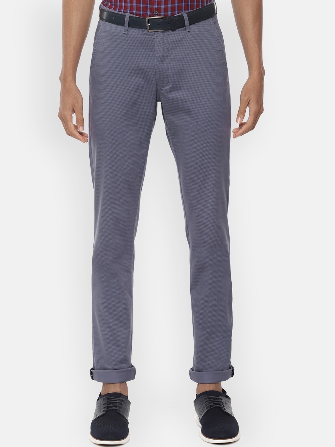 

Van Heusen Sport Men Grey & Black Slim Fit Printed Regular Trousers