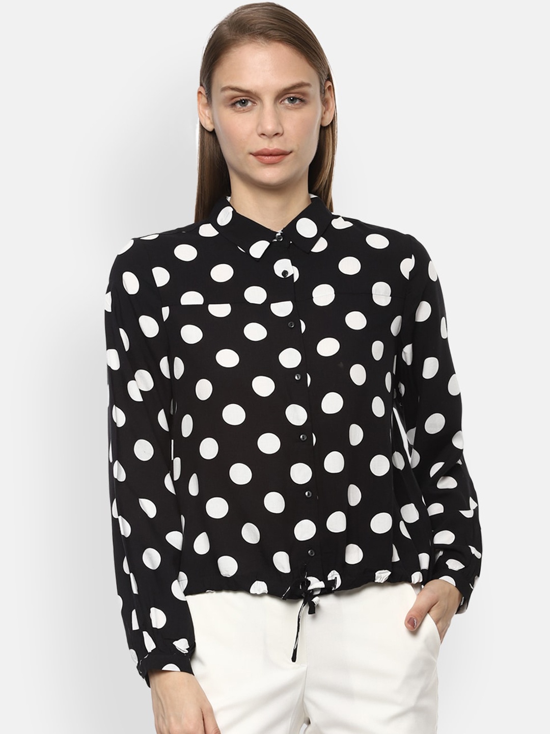 

Van Heusen Woman Women Black & White Regular Fit Printed Casual Shirt