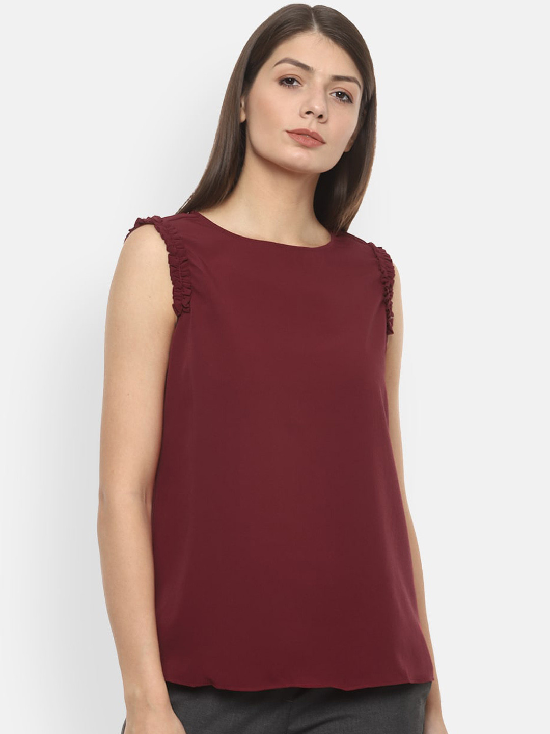 

Van Heusen Woman Maroon Solid Top