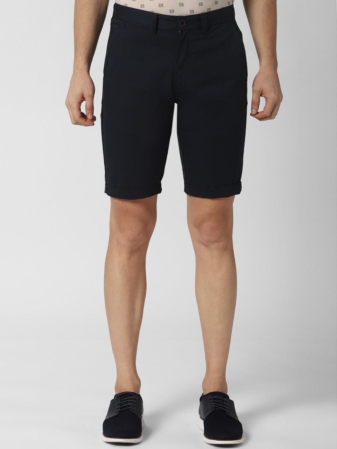 

Peter England Casuals Men Navy Blue Solid Regular Fit Regular Shorts