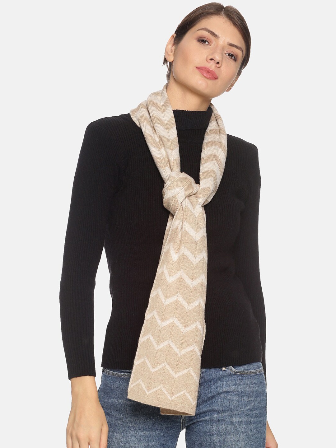 

513 Women Beige Printed Mufflers