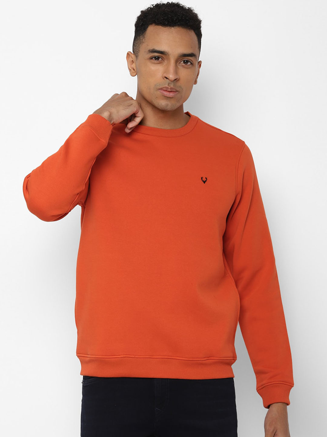 

Allen Solly Men Orange Solid Sweatshirt