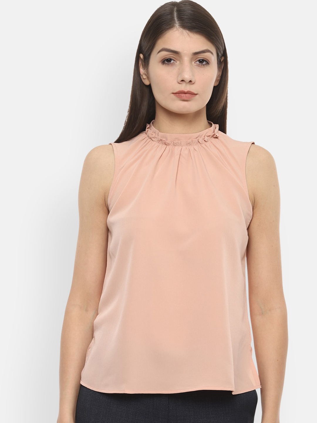 

Van Heusen Woman Women Peach-Coloured Solid Top