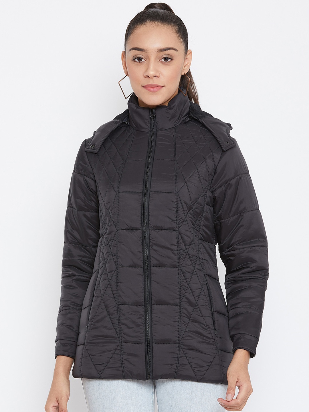 

Spirit Women Black Solid Windcheater Padded Jacket