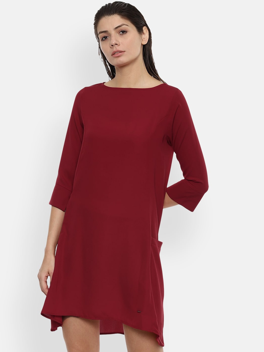 

Van Heusen Woman Women Maroon Solid A-Line Dress