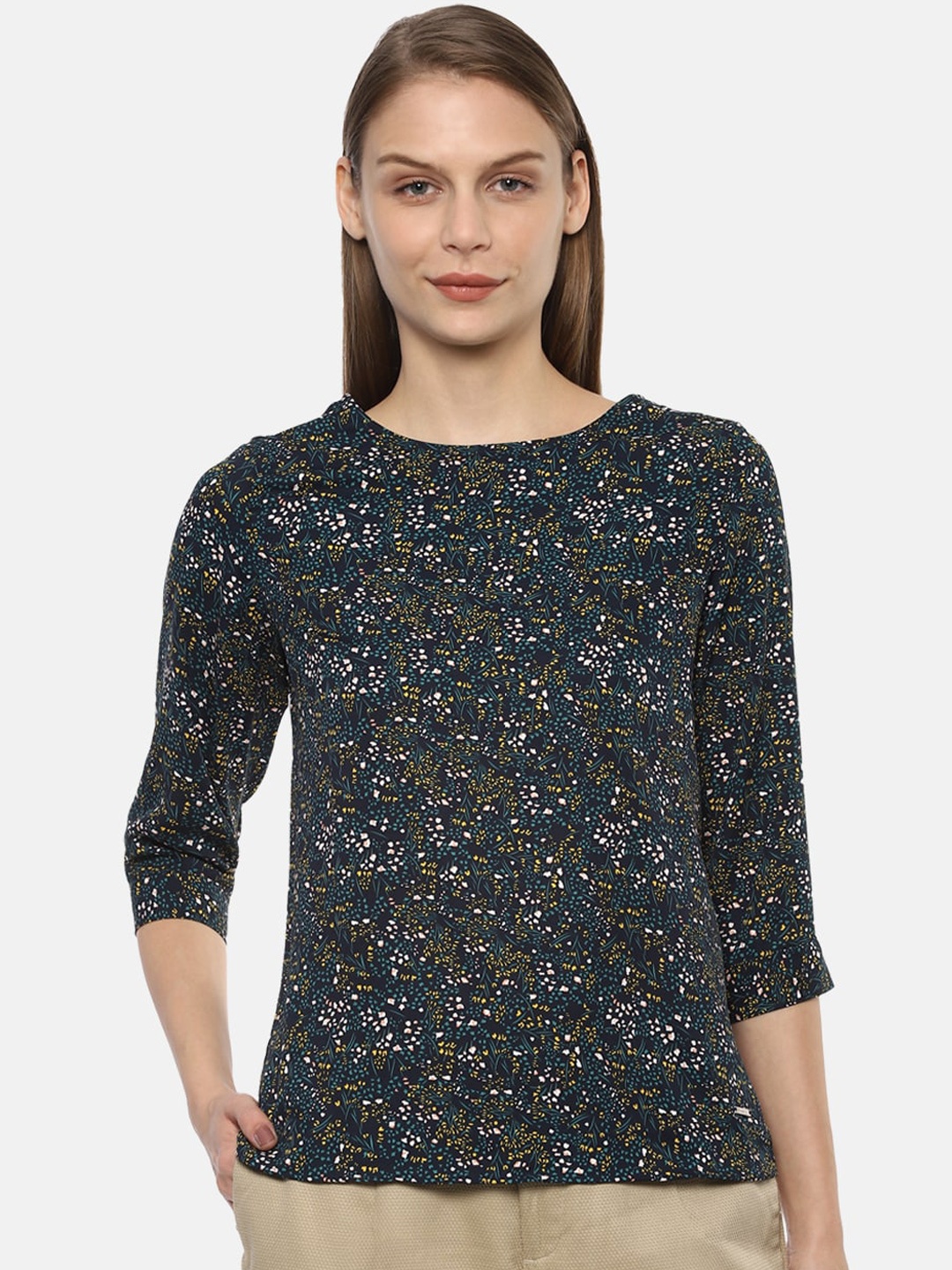 

Van Heusen Women Green Floral Printed Top