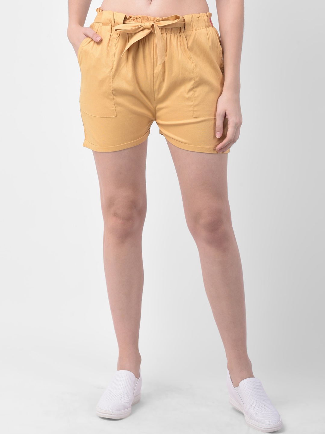 

GRACIT Women Beige Solid Slim Fit Regular Shorts