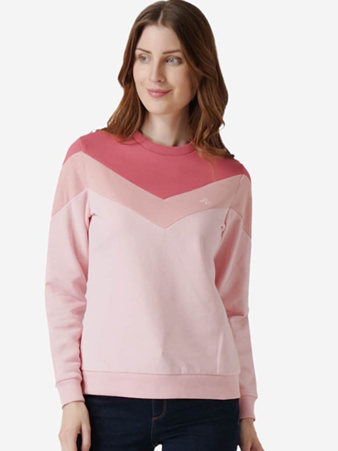 

Mode by Red Tape Women Pink Colourblocked Sweatshirt