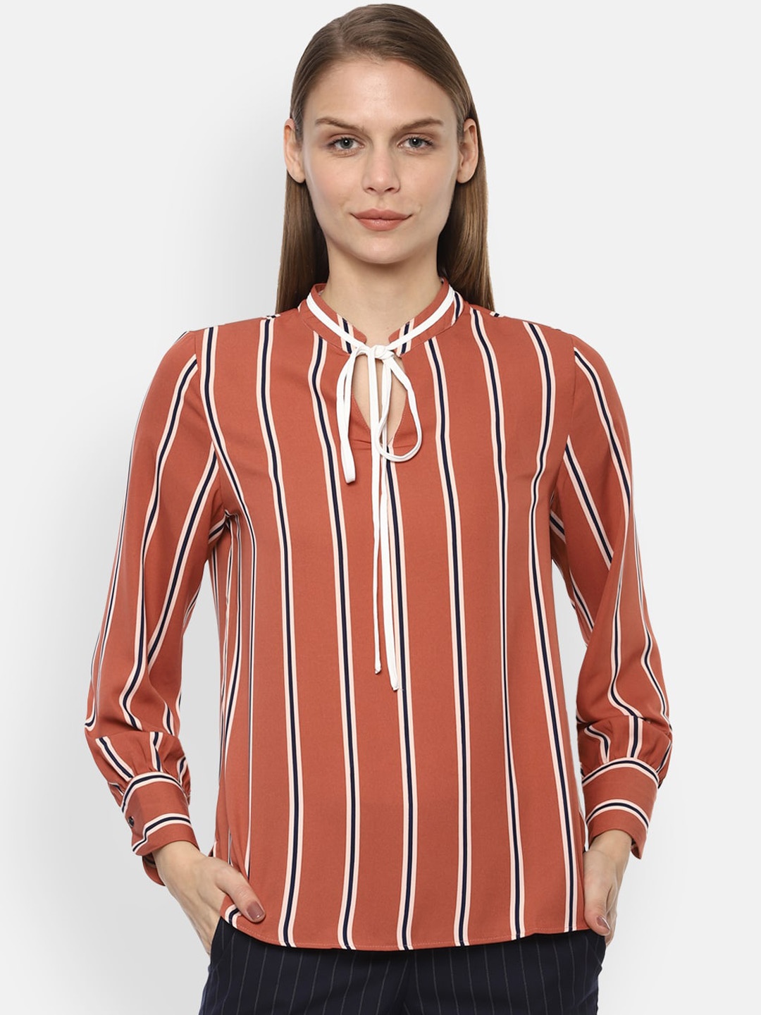 

Van Heusen Woman Women Rust Striped Top