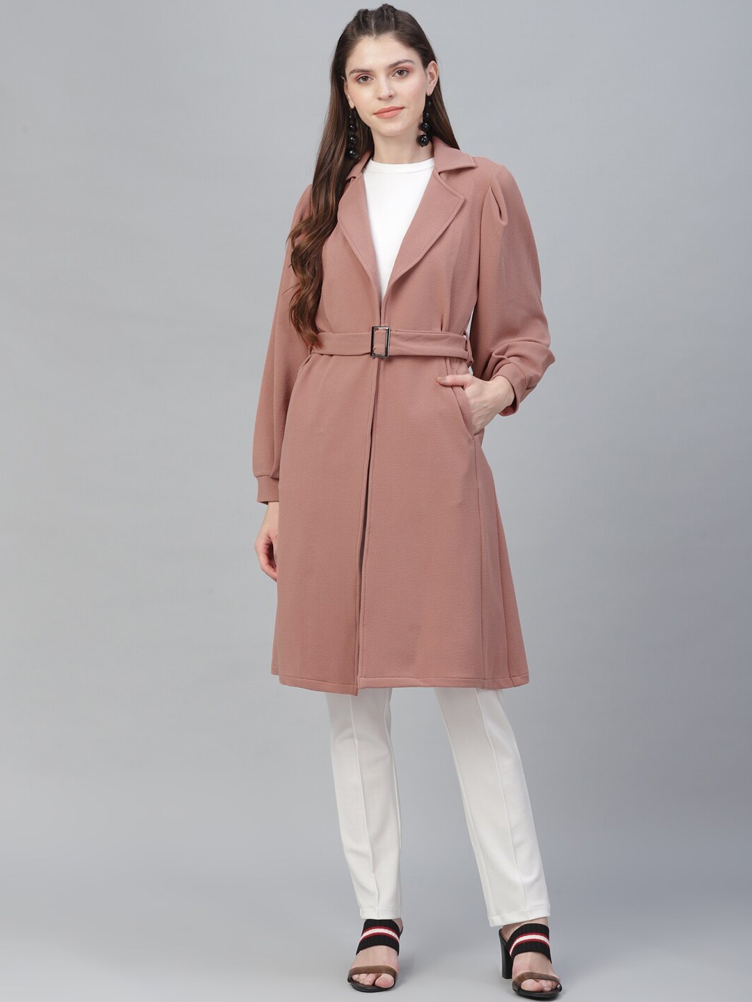 

Athena Women Dusky Pink Solid Tie-Up Shrug