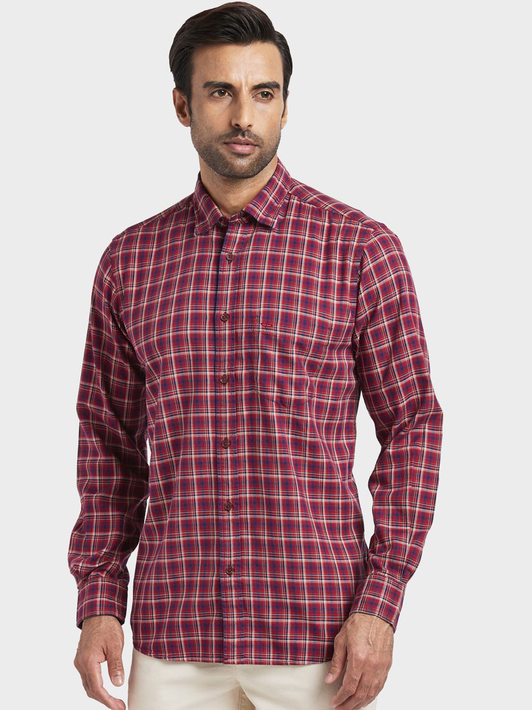

ColorPlus Men Orange & Pink Regular Fit Checked Casual Shirt