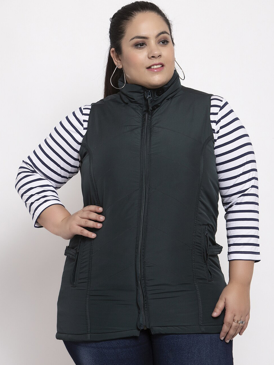 

plusS Women Blue Solid Puffer Jacket