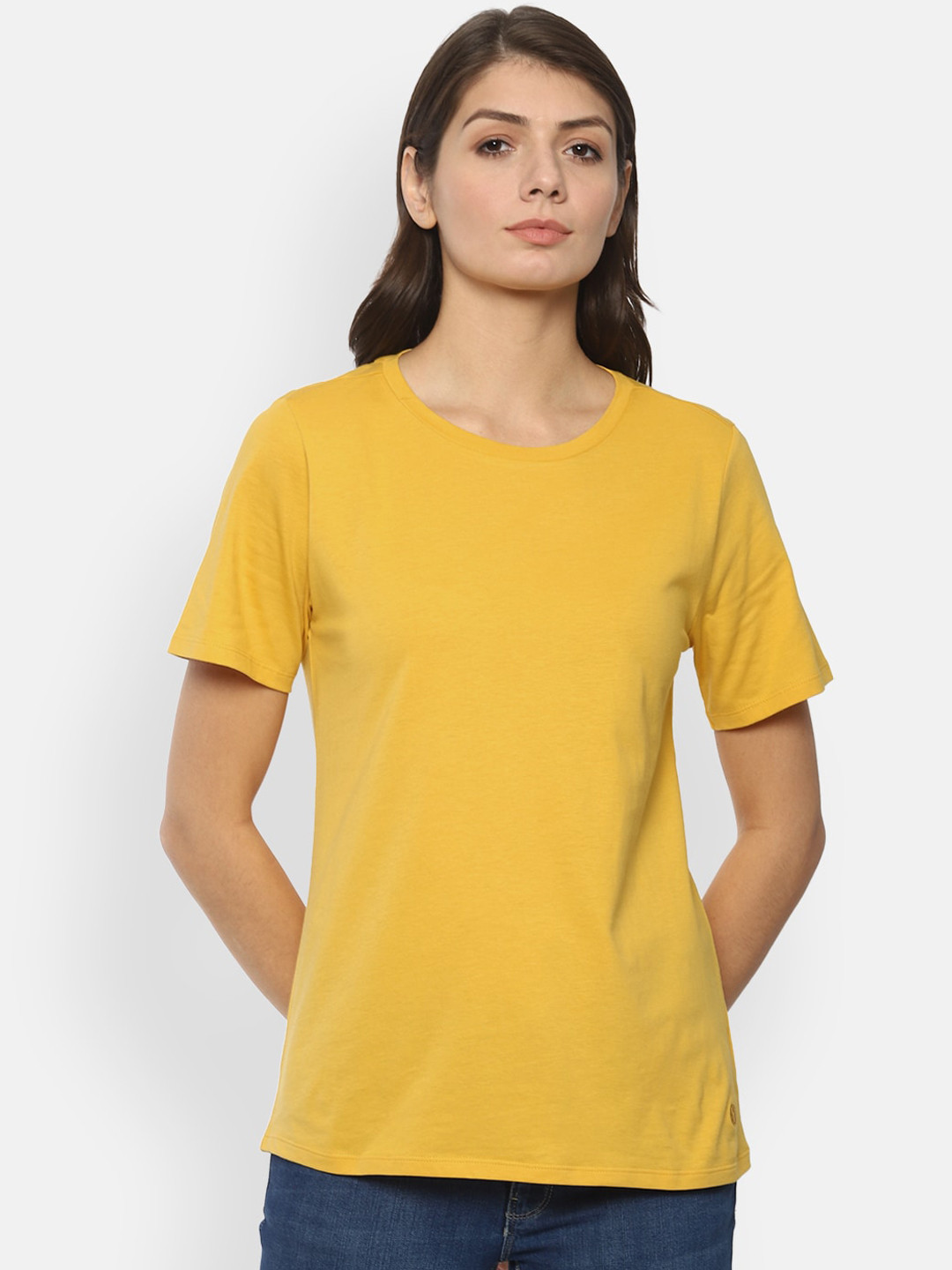 

Van Heusen Woman Women Yellow Solid Pure Cotton Top