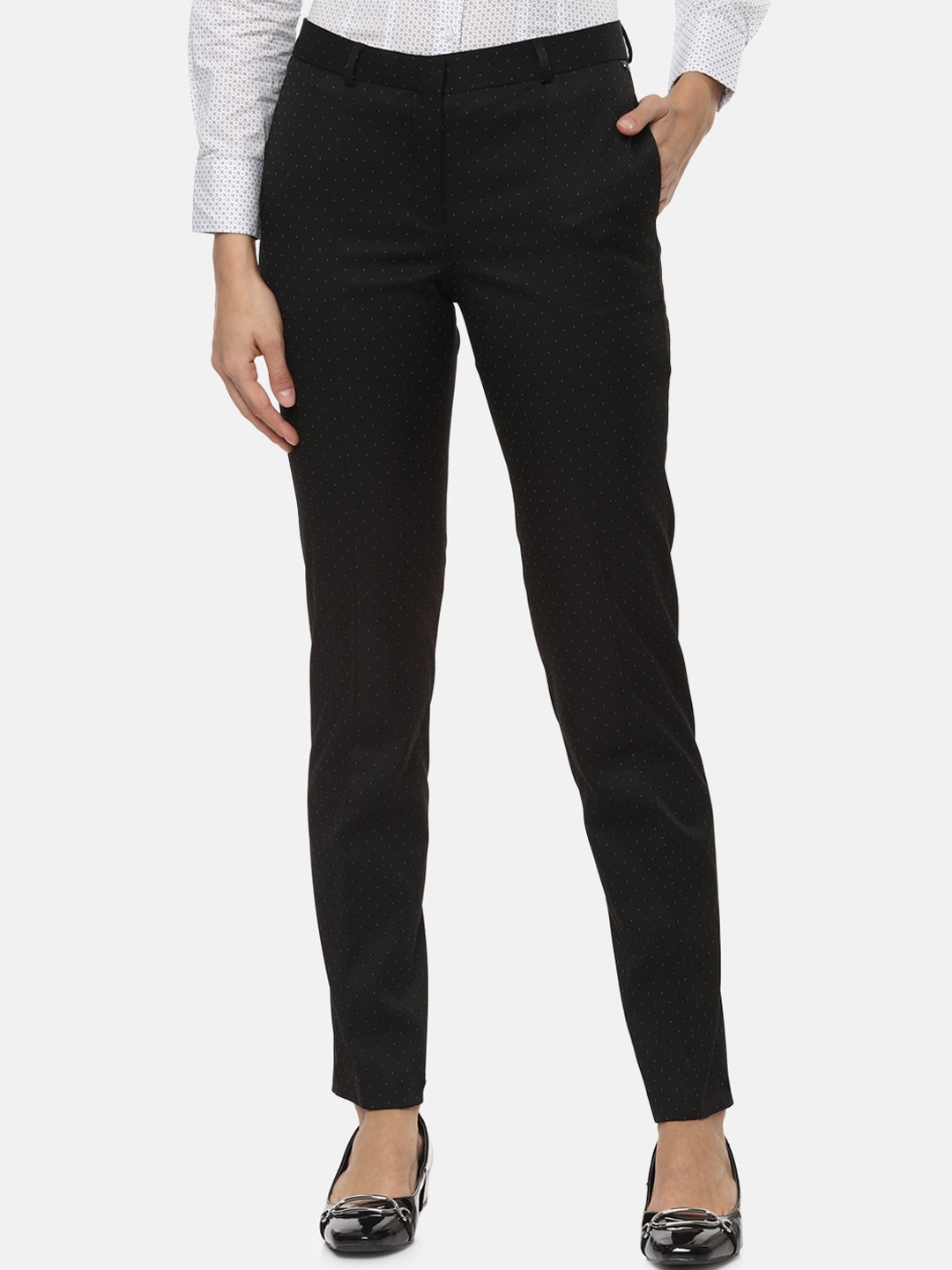 

Van Heusen Woman Black Solid Regular Trousers
