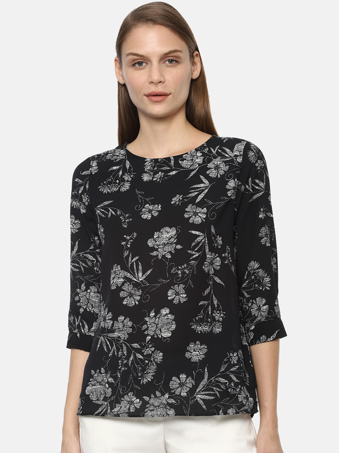 

Van Heusen Woman Women Black Floral Printed Top