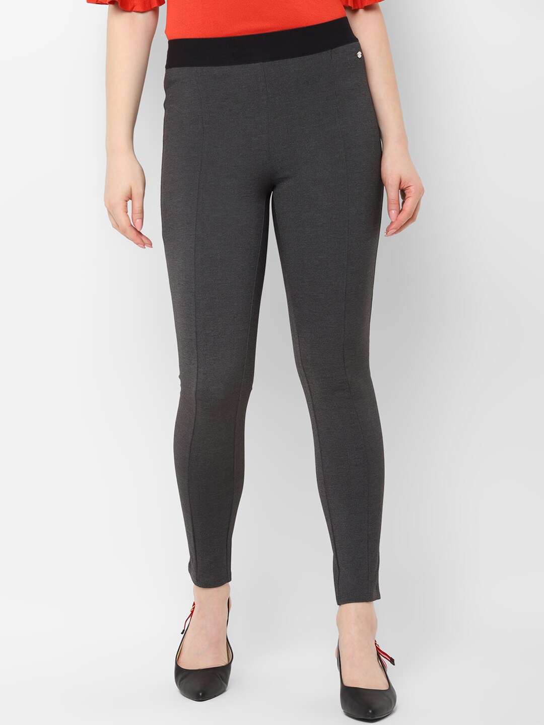 

Allen Solly Woman Women Grey Regular Fit Solid Regular Trousers