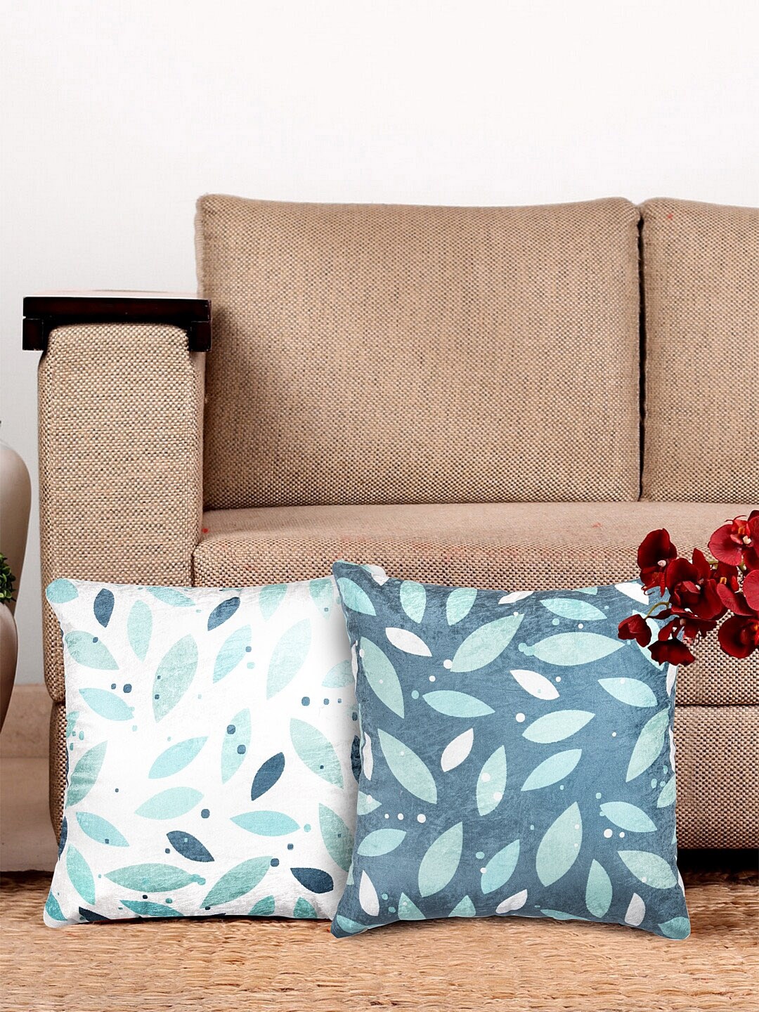 

HOSTA HOMES Multicoloured Set of 2 Floral Square Cushion Covers, Multi