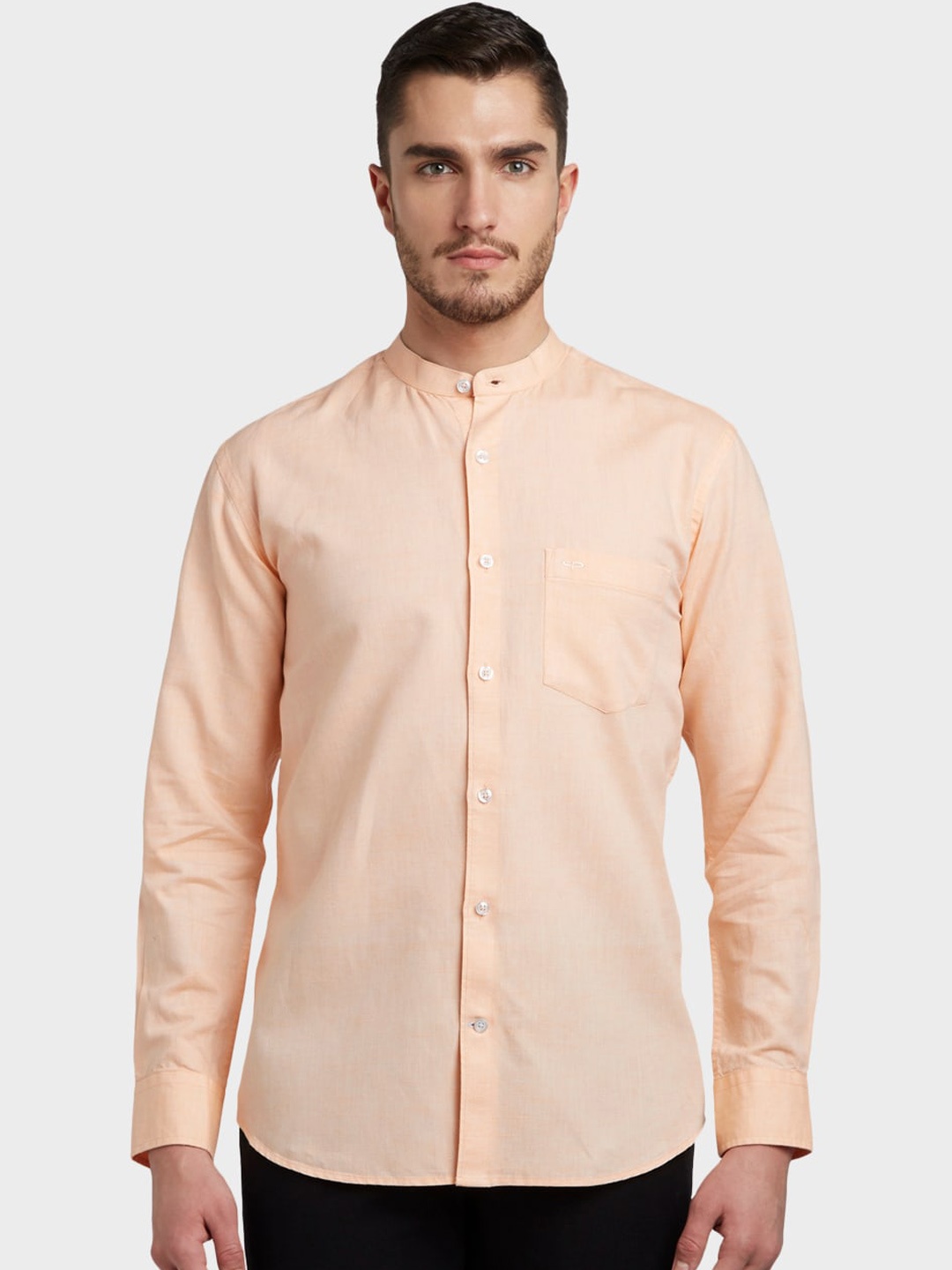 

ColorPlus Men Peach-Coloured Tailored Fit Solid Casual Shirt