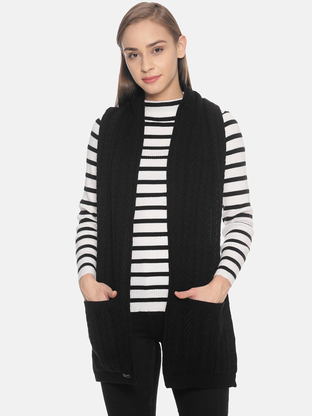 

513 Women Black Self-Design Mufflers