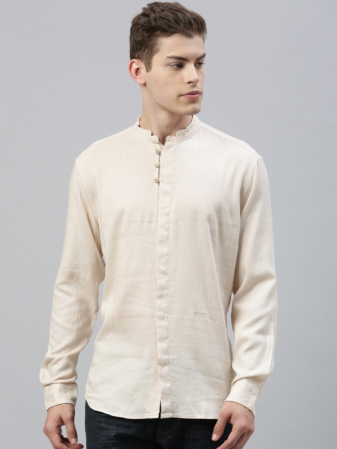 

RARE RABBIT Men Beige Tailored Fit Solid Casual Shirt