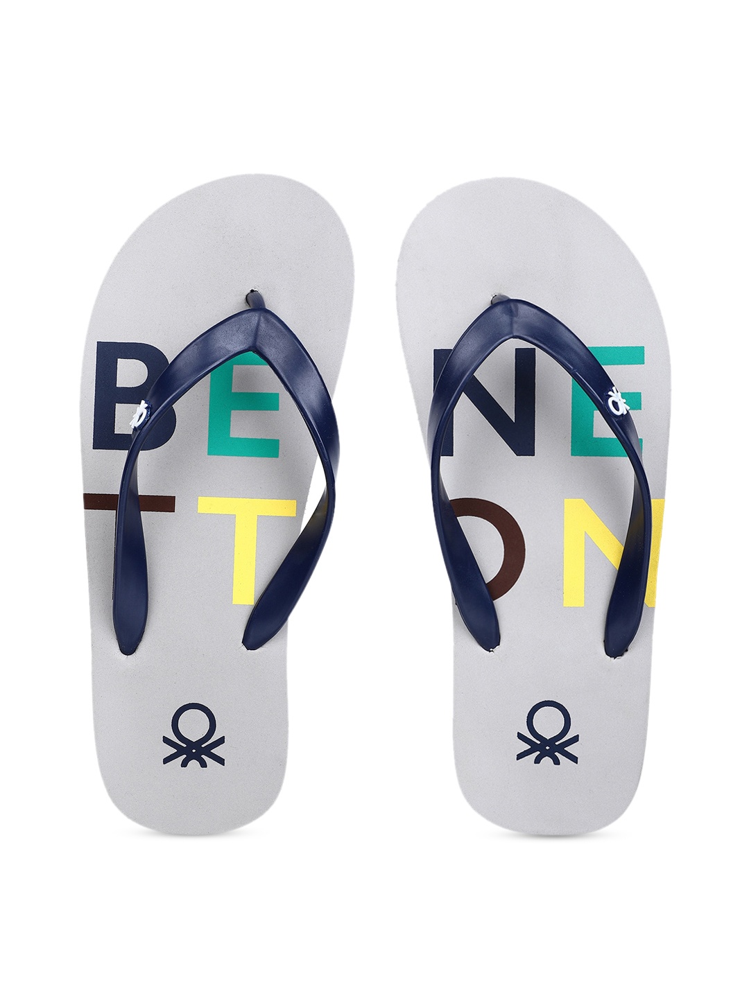 

United Colors of Benetton Men Navy Blue Printed Thong Flip-Flops