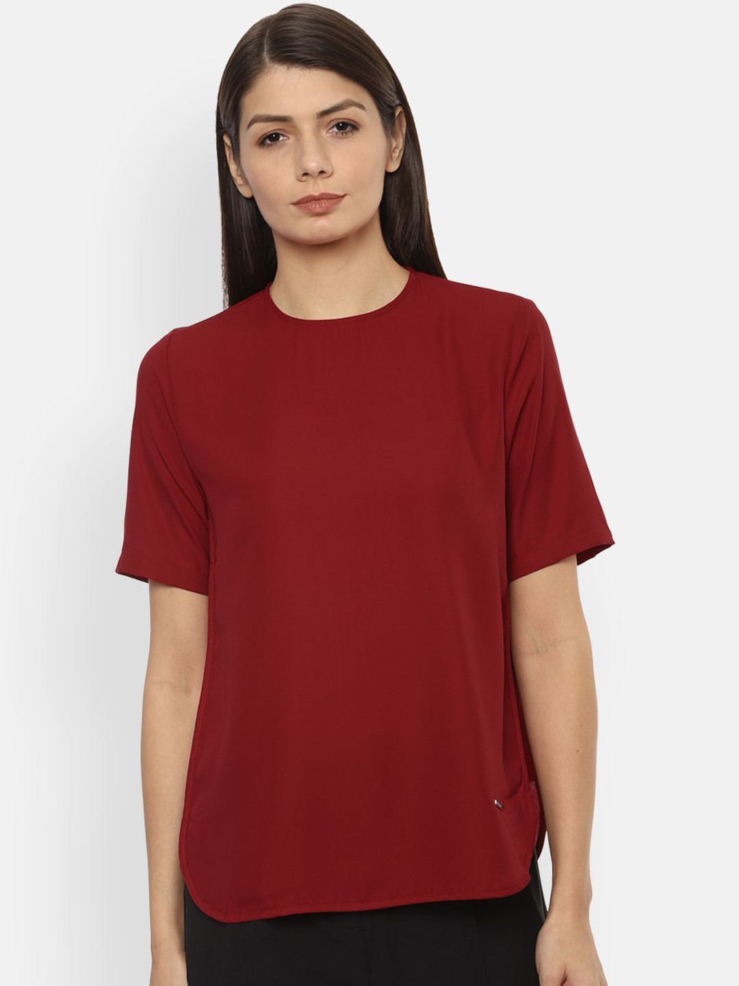 

Van Heusen Woman Maroon Solid Top