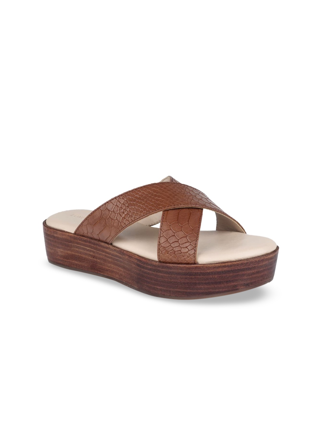 

London Rag Women Tan Brown Textured Flatform Heels