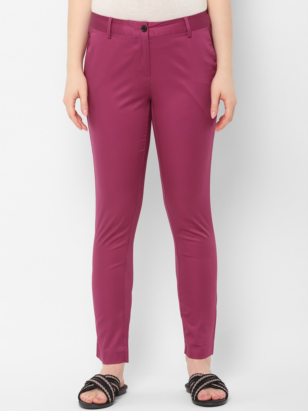 

Allen Solly Women Pink Regular Fit Solid Trousers
