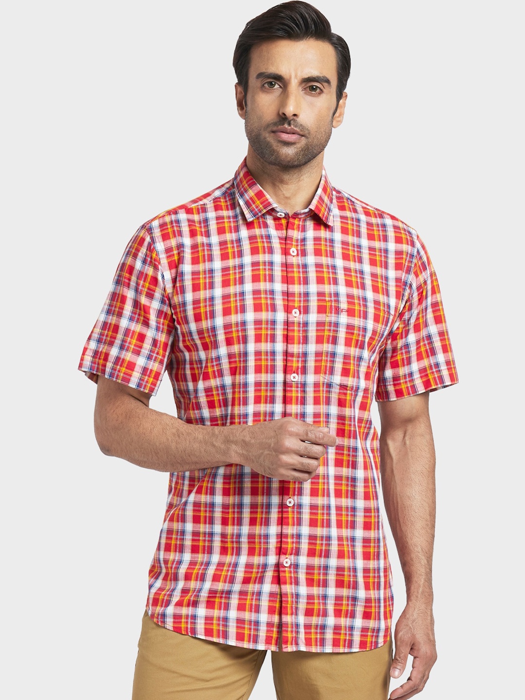 

ColorPlus Men Red Regular Fit Checked Casual Shirt