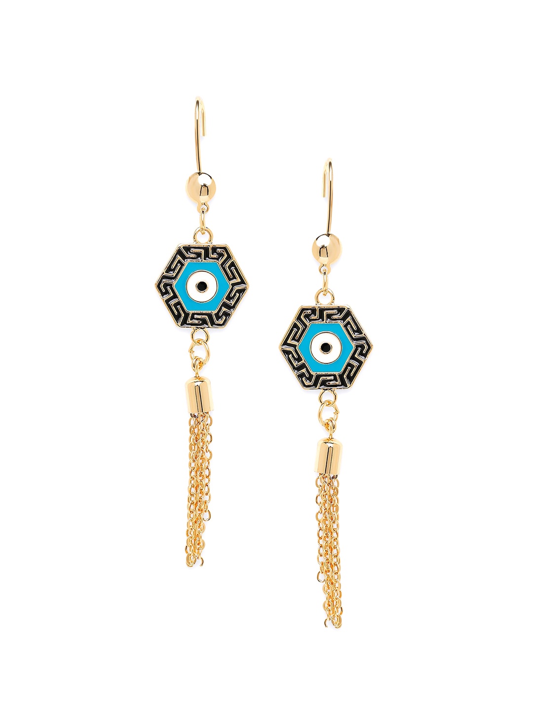 

Moon Dust Gold-Toned & Black Quirky Hoop Earrings
