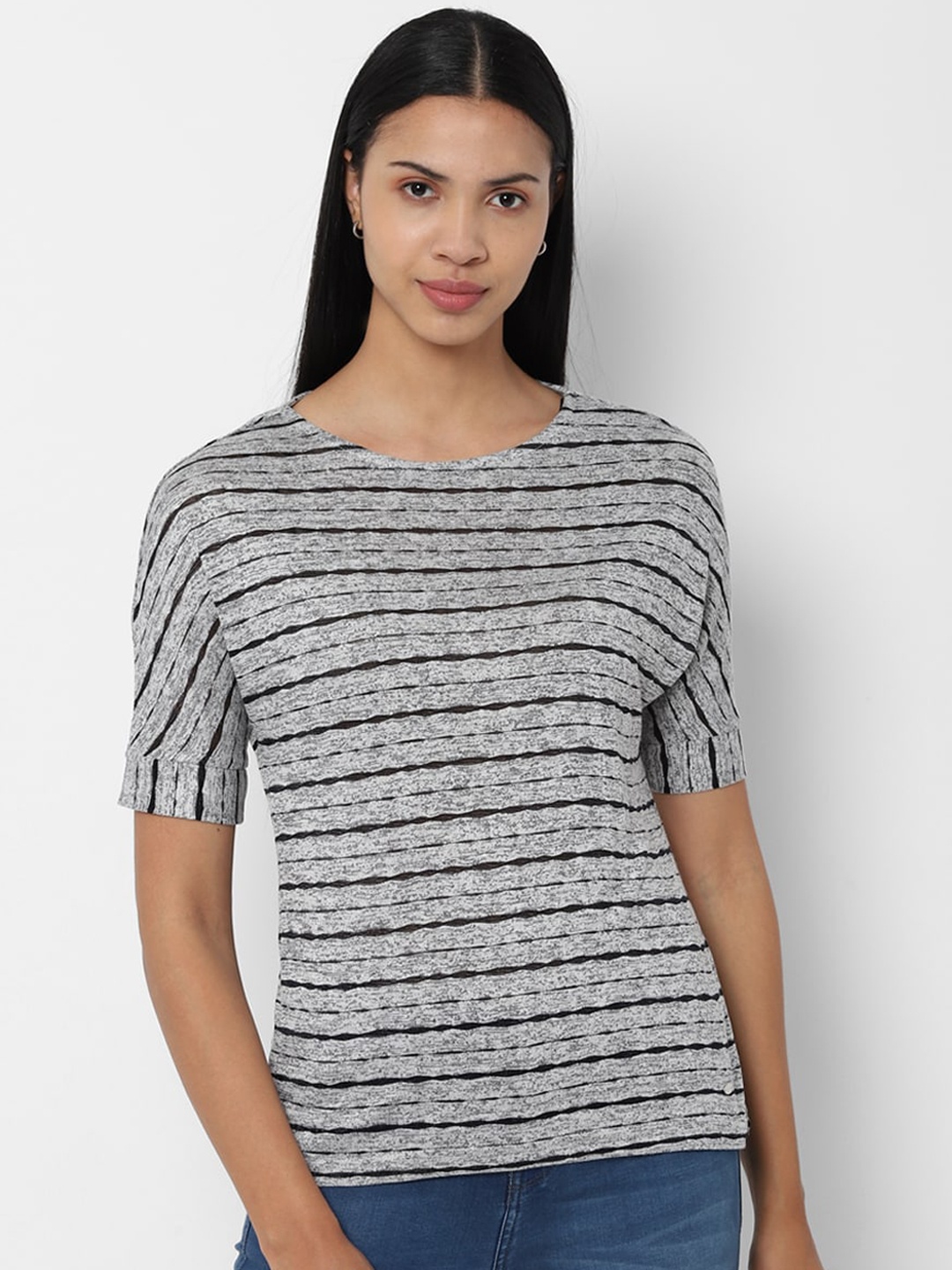 

Allen Solly Woman Grey Striped Top