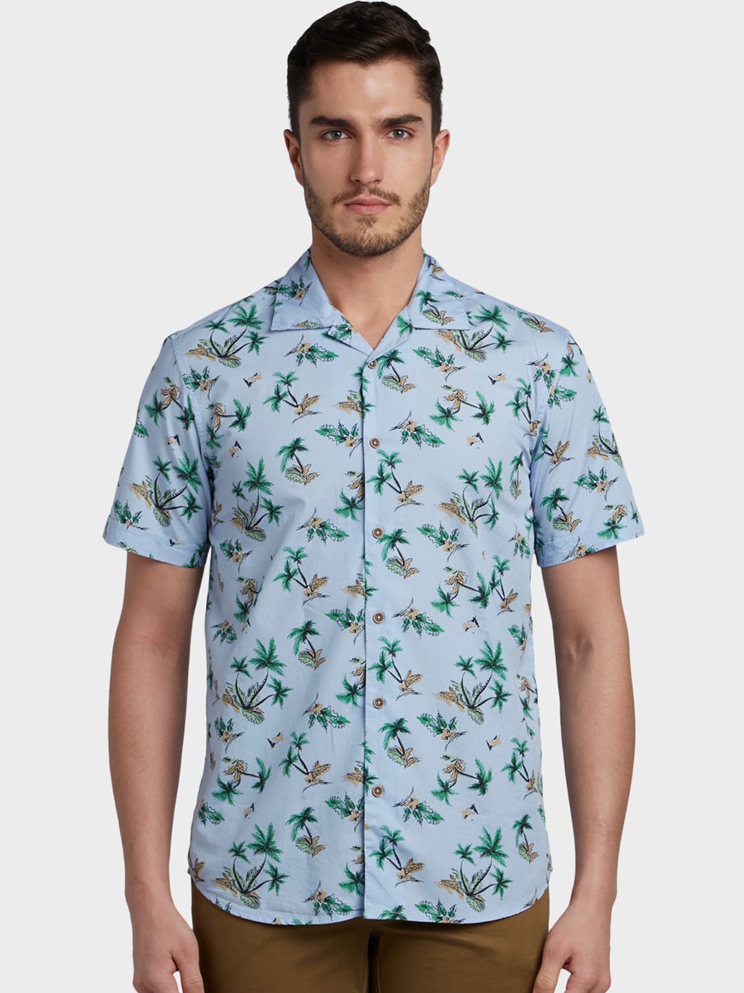 

ColorPlus Men Blue & Green Tailored Fit Printed Casual Shirt