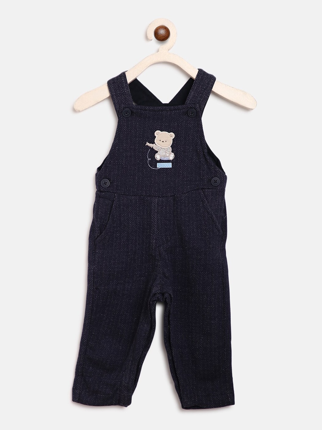 

Chicco Boys Navy Blue Solid Stright-Leg Dungarees