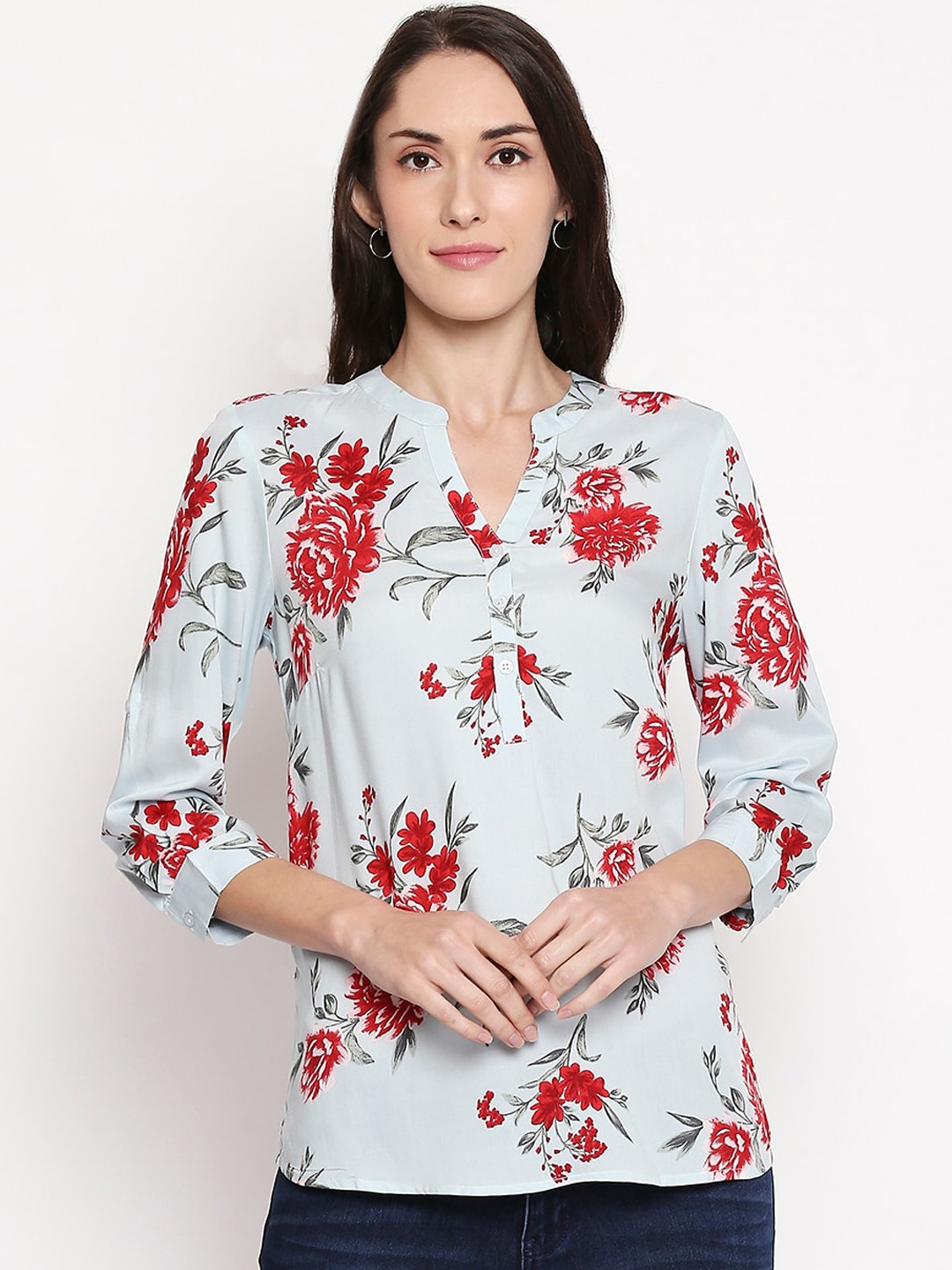 

Honey by Pantaloons Women's Blue & Pink Printed Tunic