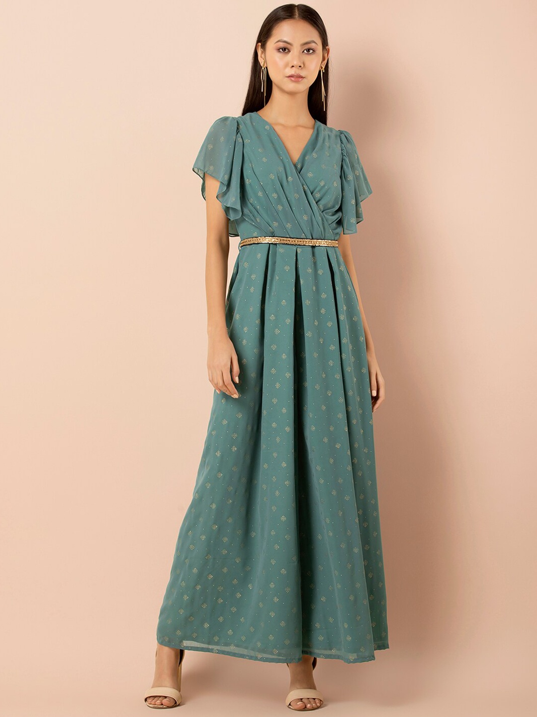 

INDYA Women Blue Printed Basic Jumpsuit