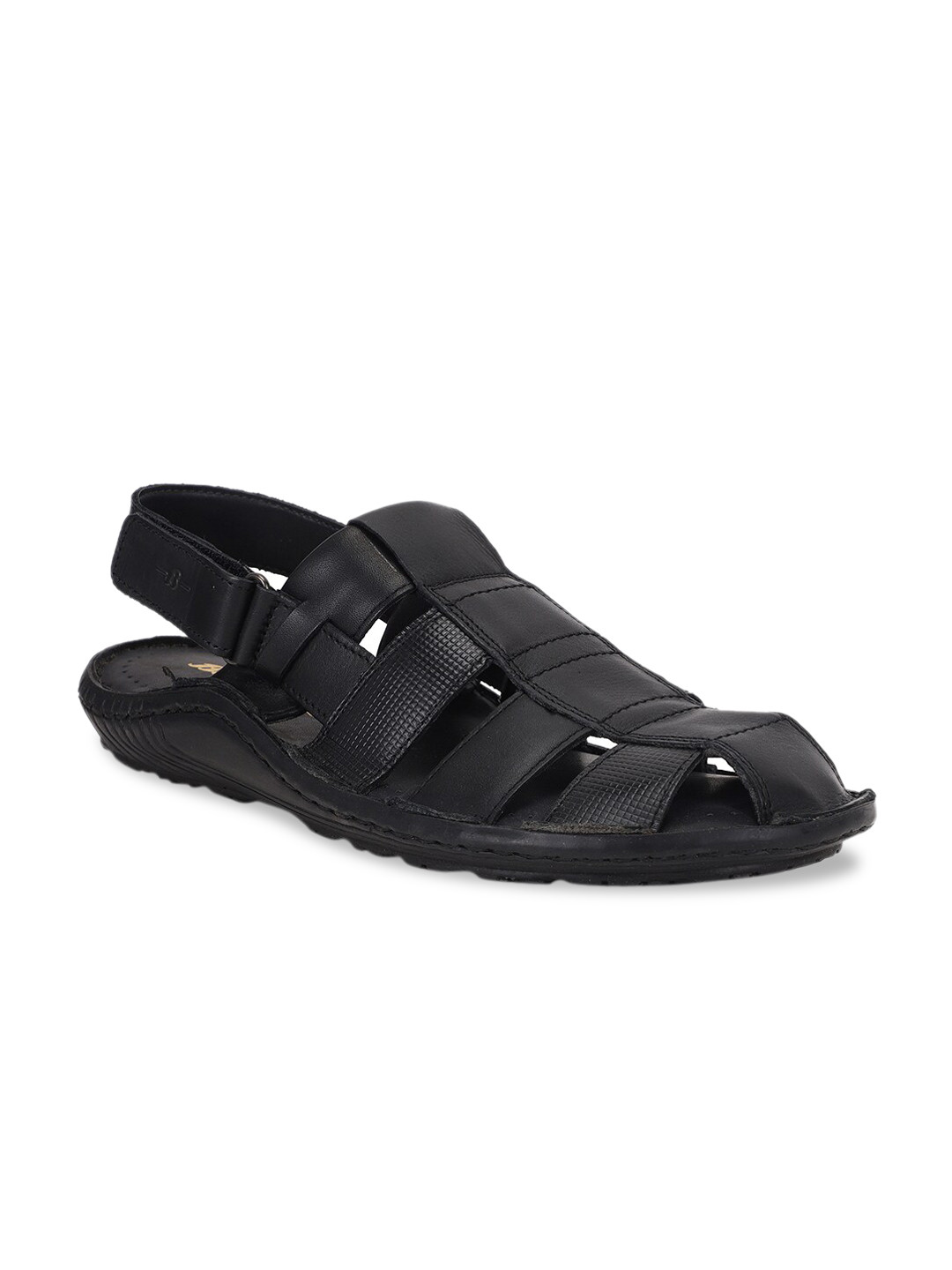 

Bata Men Black Leather Fisherman Sandals