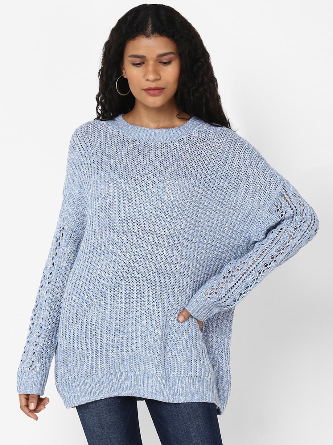 

AMERICAN EAGLE OUTFITTERS Women Blue Solid Cardigan Sweater