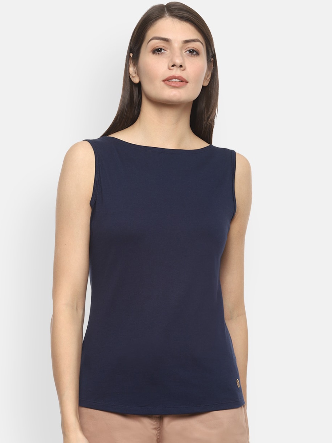 

Van Heusen Woman Navy Blue Solid Top