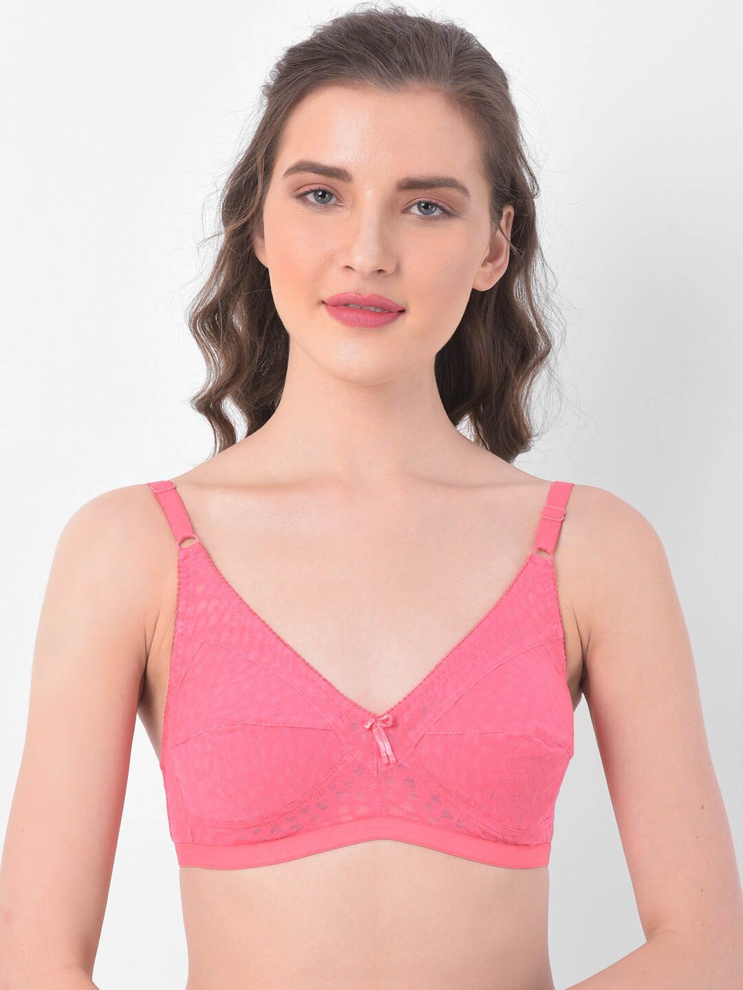 

Clovia Pink Printed Non-Wired Non Padded Everyday Bra BR0185J1432B