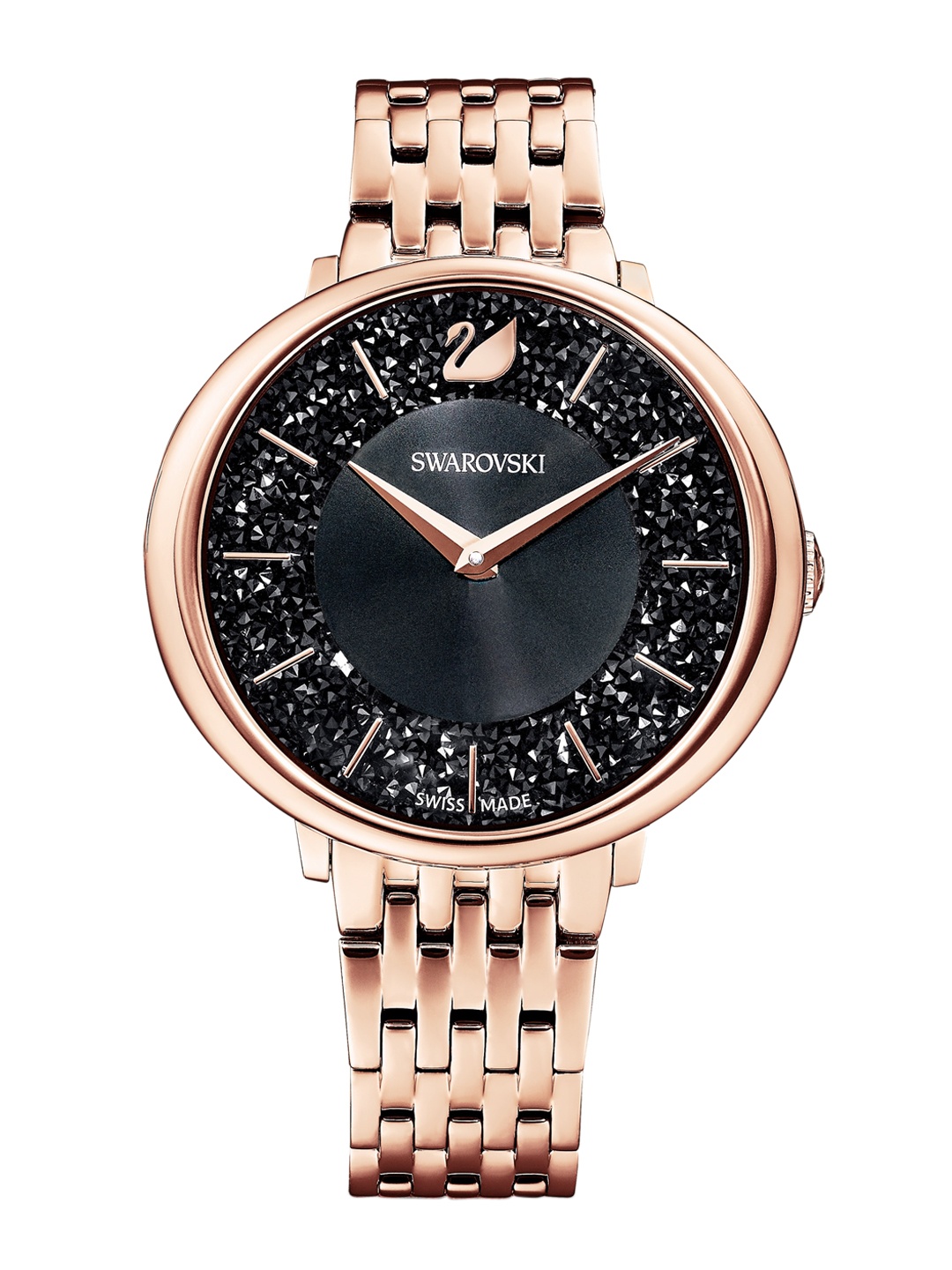 

SWAROVSKI Women Black & Rose Gold-Toned Crystalline Chic Mb Pro Analogue Watch